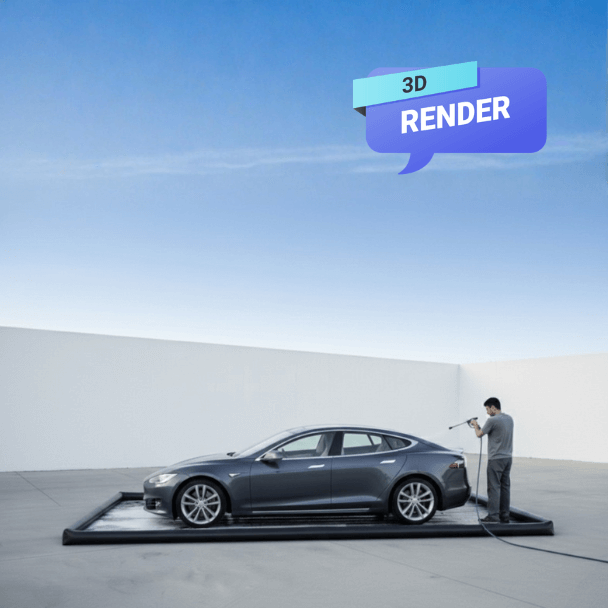 Tapete inflable de PVC hermético para lavado ecológico de vehículos