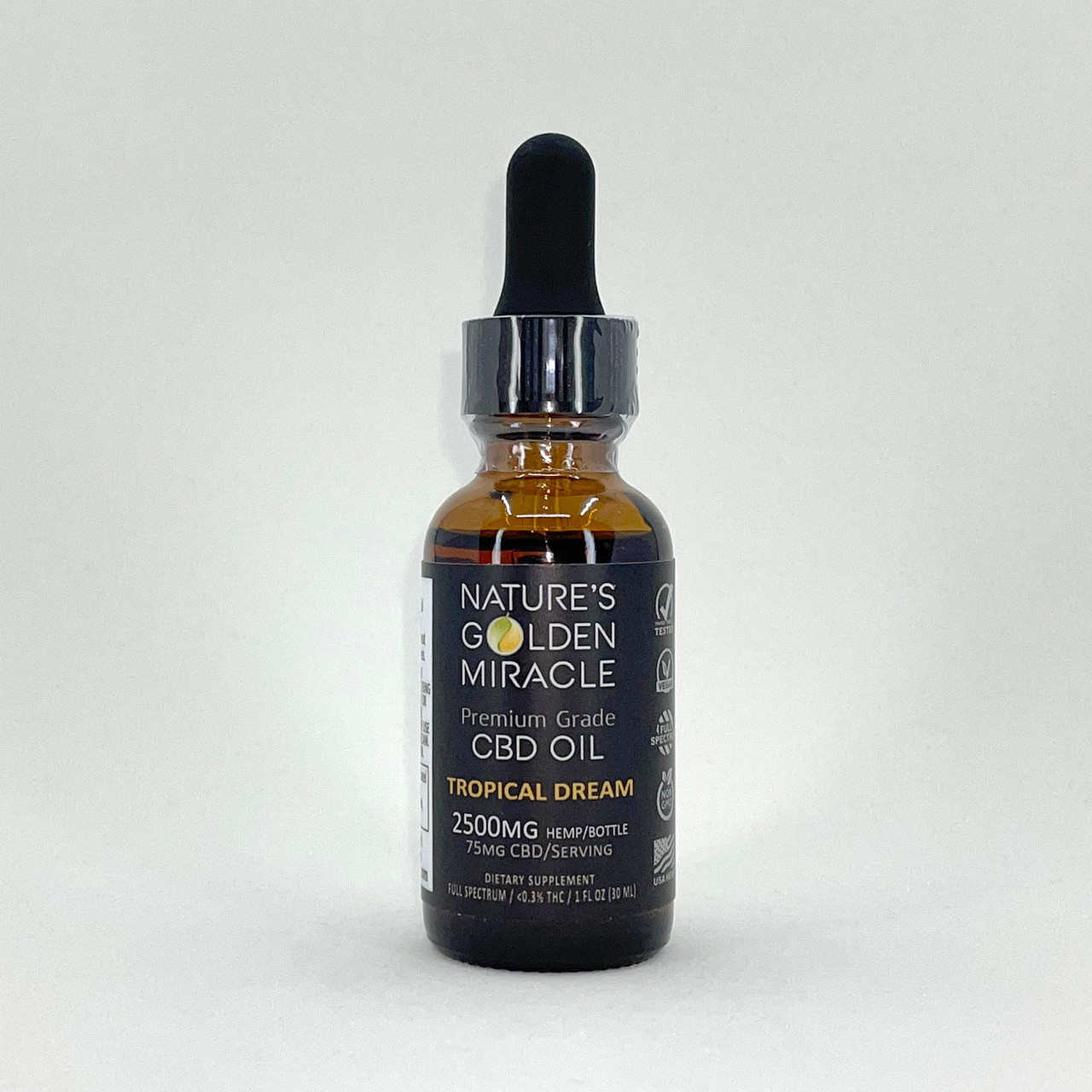 2500mg Tropical Dream CBD - Nature’s Golden Miracle - Organic ingredients - Premium Grade - Full Spectrum with less than 0.3% THC