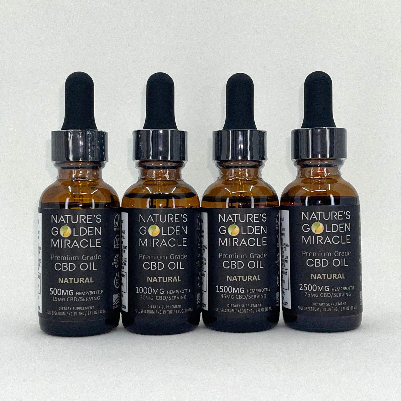 Nature's Golden Miracle Natural Unflavored CBD Tincture - with THC