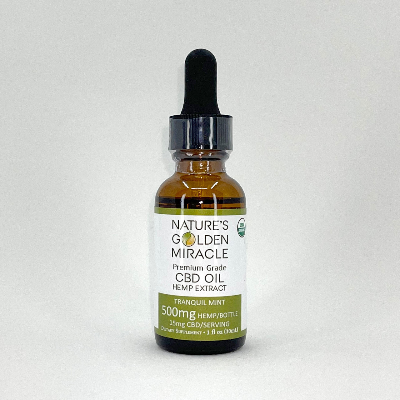 500mg Tranquil Mint CBD - Nature’s Golden Miracle - USDA Organic Certified - THC FREE - Premium Grade - Broad Spectrum