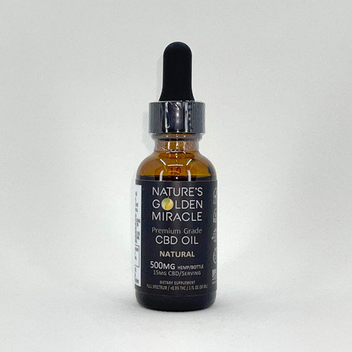 500mg Unflavored CBD - Nature’s Golden Miracle - Organic ingredients - Premium Grade - Full Spectrum with less than 0.3% THC