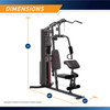 The Marcy 150 lb Stack Home Gym MWM-990 is 78 inches tall, 68 inches long, and 42 inches wide