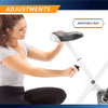 The Foldable Upright Bike Marcy NS-652 in Black has a knob that allows you to adjust the seat at different heights