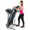 The Marcy Motorized Folding Treadmill JX-650W folds for easy storage