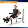 The Standard Bench with 100lb Weight Set Marcy Diamond Elite MD-2082W in use - leg extensions