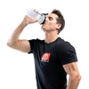 Marcy Non-Spill Shaker Bottle - Clear with Black Lid- MSB-CBL - Male Model Drinking from Bottle