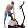 Magnetic Upright Exercise Bike with 15 Workout Presets  Circuit Fitness AMZ-594U - Adjusting Seat Up and Down