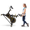 Indoor Cycling Bike with 40 lbs Flywheel  Circuit Fitness  AMZ-955BK Exercise Bike - Model using Transport Wheels