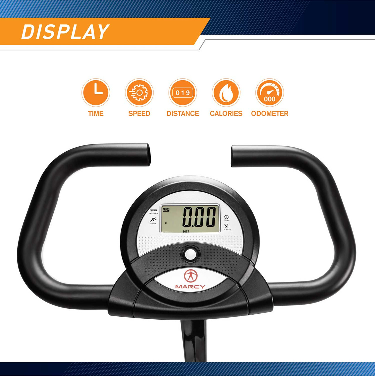 The Marcy Foldable Exercise Bike with High Back Seat NS-653 has a display screen to help track your progress
