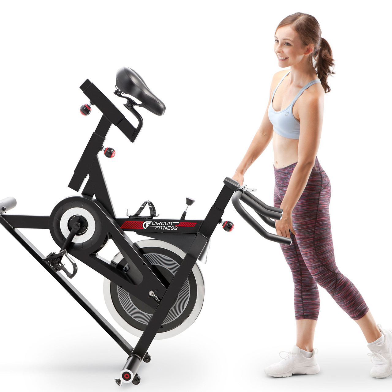 Indoor Cycling Bike with 30 lbs Flywheel | Circuit Fitness AMZ-948BK Exercise Bike - Reliable Transportation Wheels