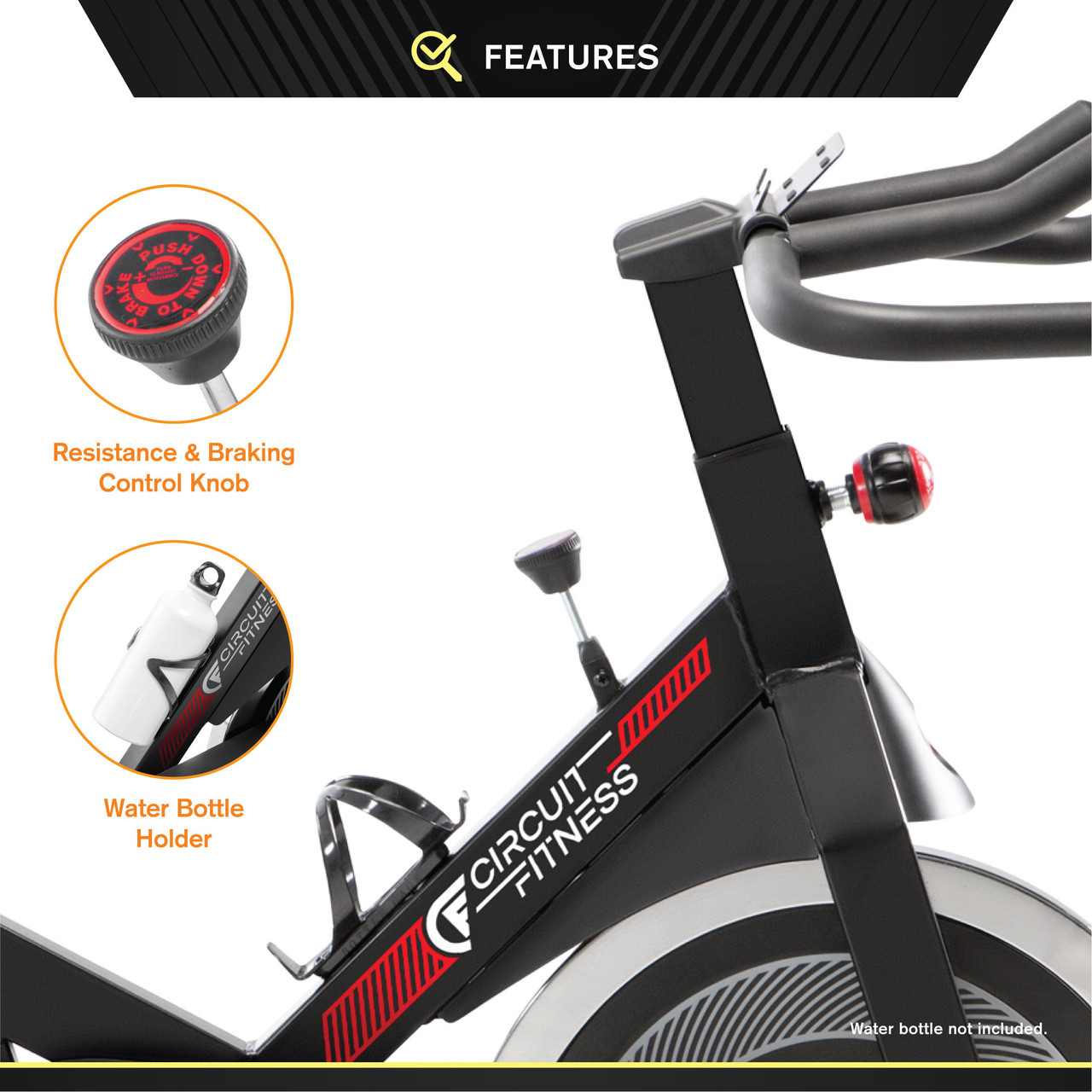 Indoor Cycling Bike with 30 lbs Flywheel & Bluetooth | Circuit Fitness AMZ-948BK-BT Exercise Bike - Customizable Training Routine