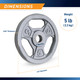 5lb Standard Size Grip Plate  B5G-5505 - Infographic - Dimensions