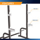 The Marcy Half Cage Rack SM-8117 features olympic plate storage posts and another pair of anchors for resistance bands 