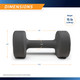 Marcy 15lb Neoprene Dumbbell INE-015 - Infographic - Dimensions