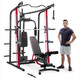 All-in-One Smith Machine Home Gym with Upper Pulley System  Marcy MD-7492 with Model Standing Next to it