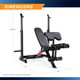 Two-Piece Olympic Weight Bench and Squat Bar Catch Marcy MD-7836 - Infographic - Dimensions