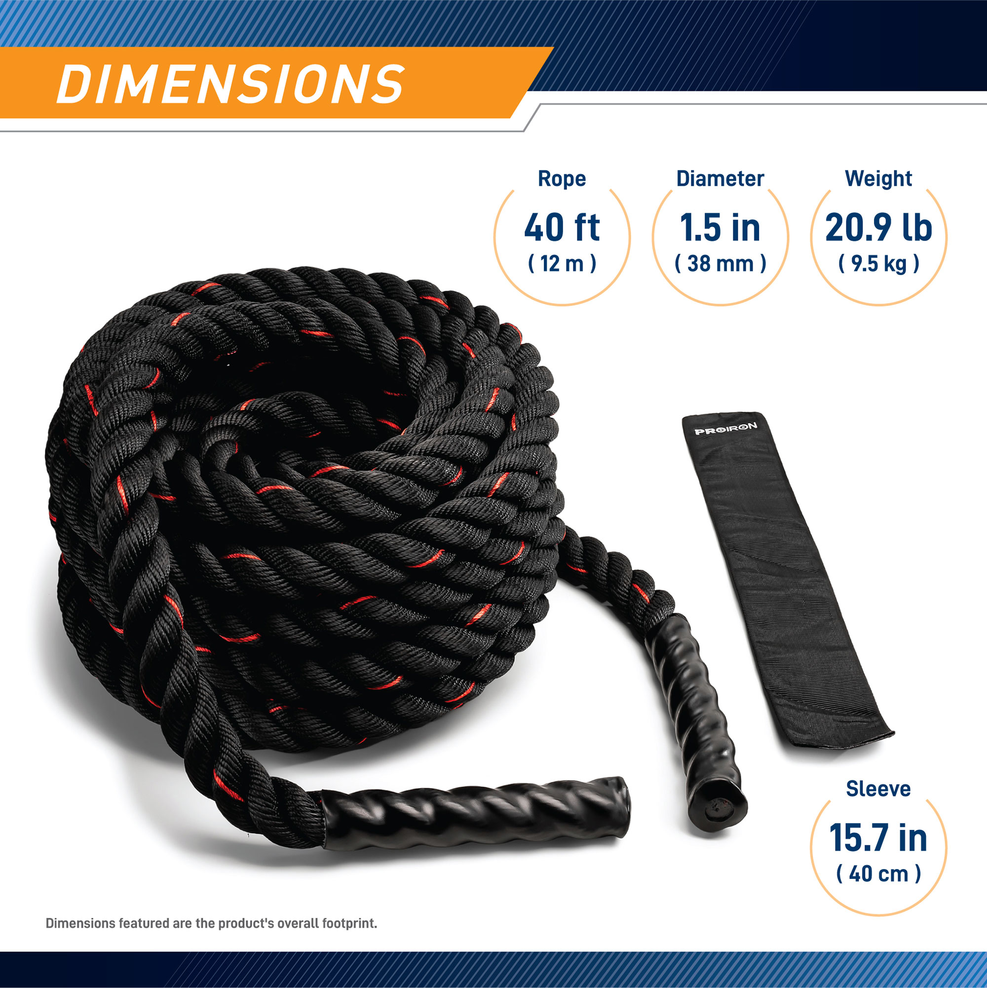 40 ft Battle Ropes 1.5 Diamater Heavy Exercise Rope