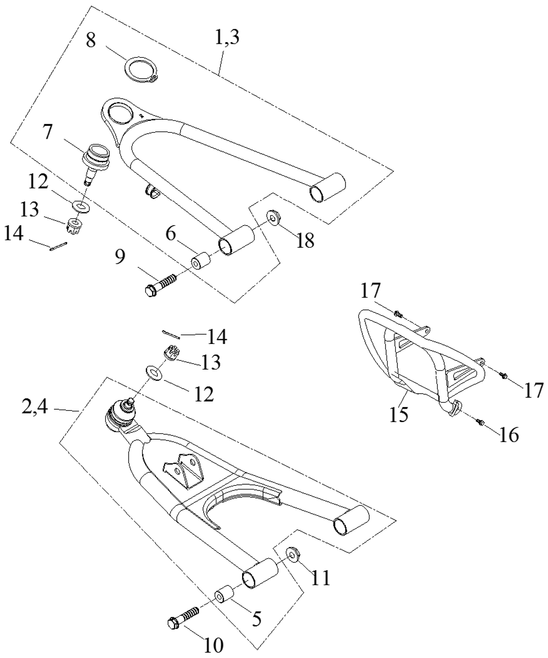 (#3) A Arm, Upper, Right, 44"