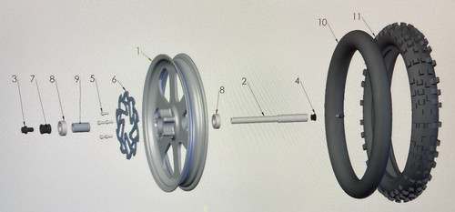 WHEEL W/BEARING -12IN FRONT - HOLLOW AXLE