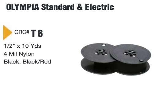 GRC Compatible Ink Ribbon Replacement for Adler, Olympia Standard/Electric (Black) (T6B)