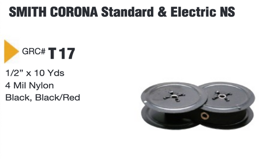 GRC Compatible Ink Ribbon Replacement for Smith Corona Electric, Nu-Kote (Black) (T17B)
