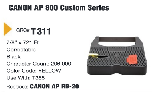 GRC Compatible Canon AP 800 Custom Series Ink Ribbon (Black) (T311)