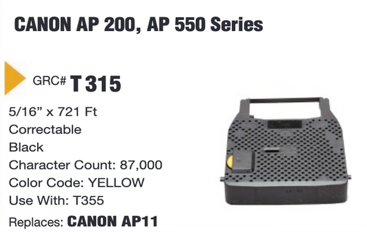 GRC Compatible Canon AP 200, AP 550 Series Ink Ribbon (Black) (T315)