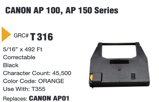 GRC Compatible Canon AP 100, AP 150 Series Ink Ribbon (Black) (T316)