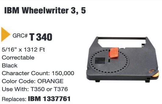 GRC Compatible IBM Wheelwriter 3, 5 Ink Ribbon (Black) (Information) GRC Compatible IBM Wheelwriter 3, 5 Ink Ribbon (Black) (Information)