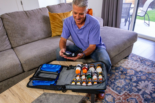 Med Manager Deluxe Medicine Organizer and Pill Case, Holds (15) Pill  Bottles - (11) Standard Size and (4) Large Bottles, Purple, 13 inches x 13  inches