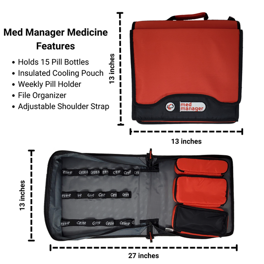 Medicine Supply Organizer with Insulin Cooler (Dimensions)