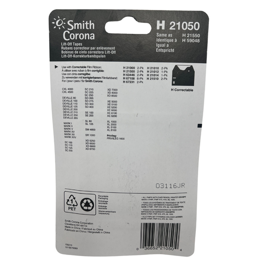 Smith Corona H21050 Lift Off Tape - 2 Pack (Back)