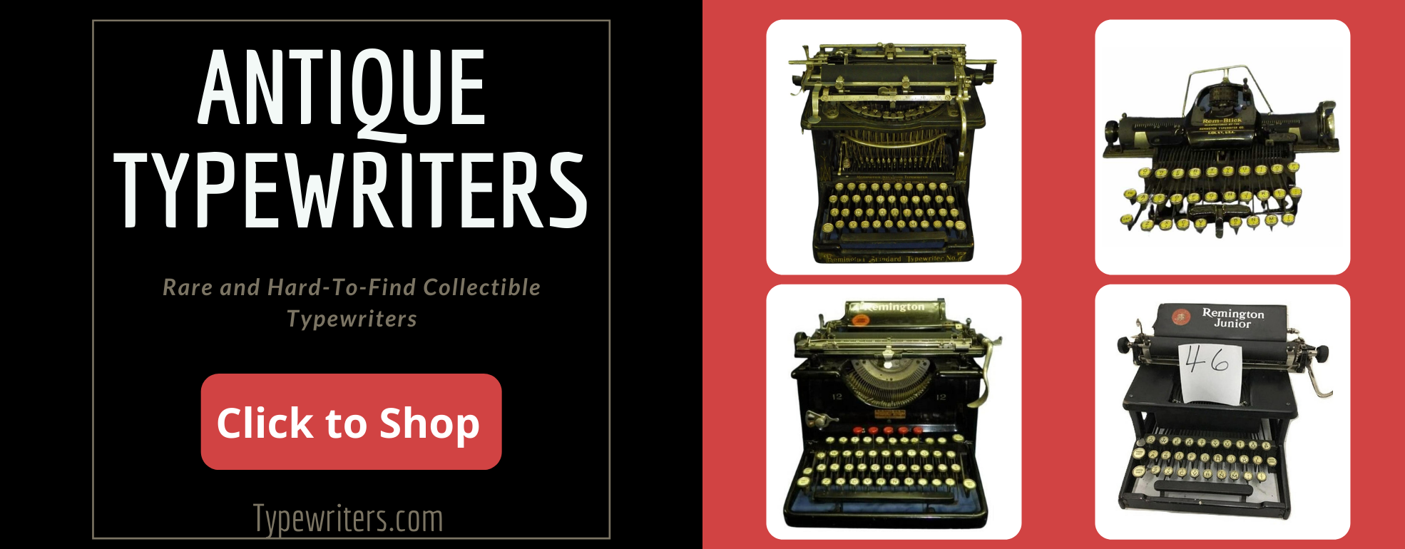 Four antique typewriters that are rare, hard-to-find, and one-of-a-kind