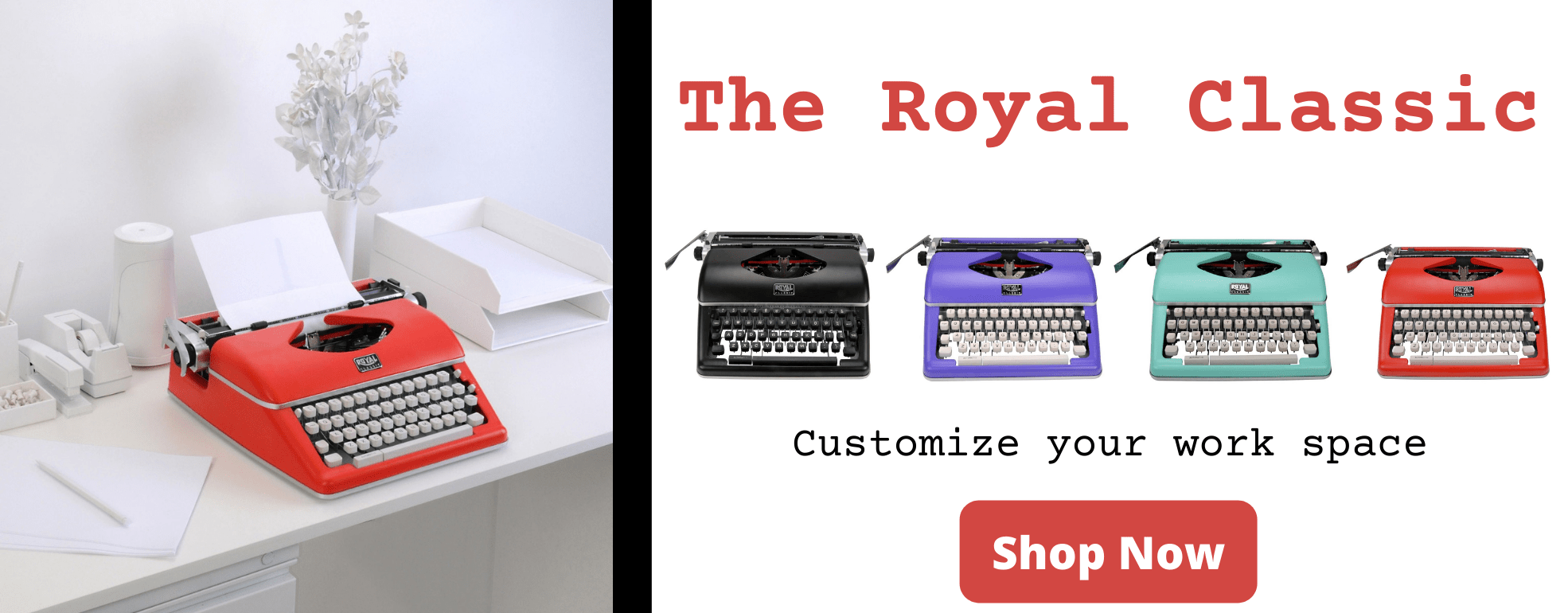 Royal Classic colors lined up together, including black, purple, mint, and red. Customize your work space.