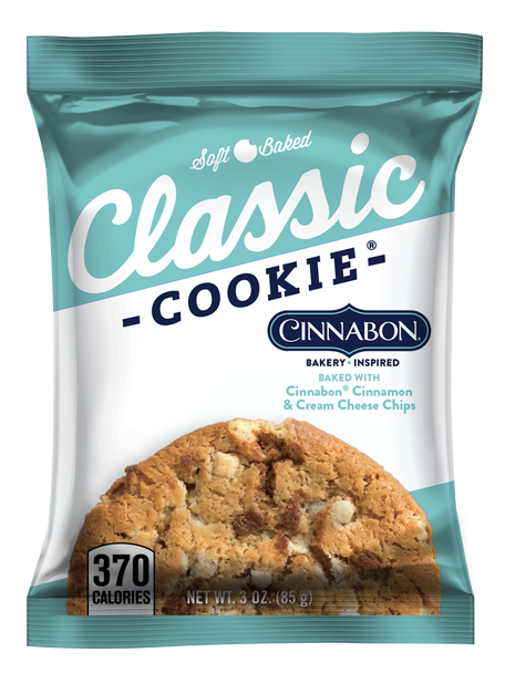 Soft Baked Cinnabon® Cookies made with Cinnamon and Cream Cheese Chips