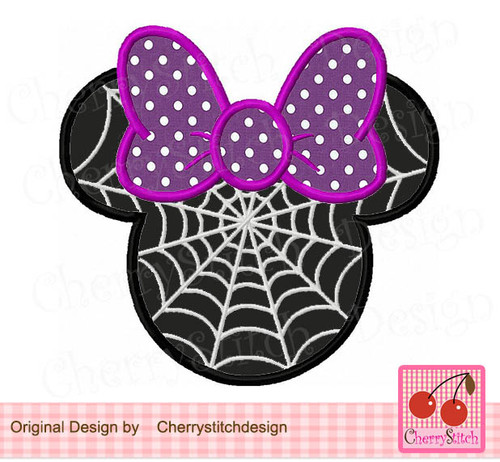 Halloween Minnie with spider web Machine Embroidery applique - 4x4 5x5 6x6"