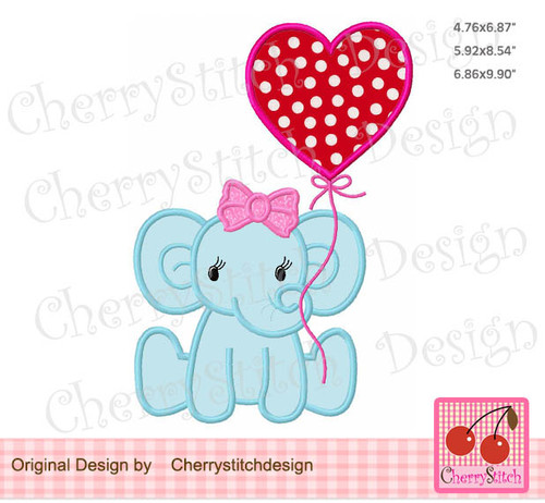 Elephant with heart balloon 01