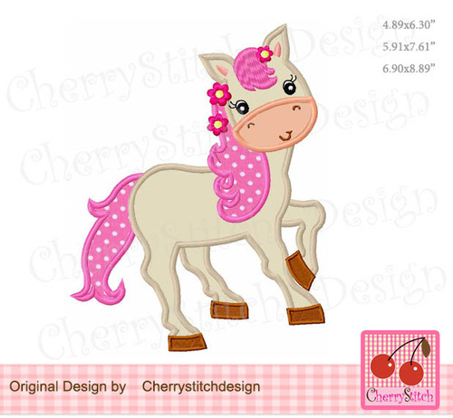 Pony Little pony machine embroidery applique design - instant download