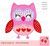 Valentine's Day owl with three hearts