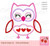 Valentine's Day owl with three hearts