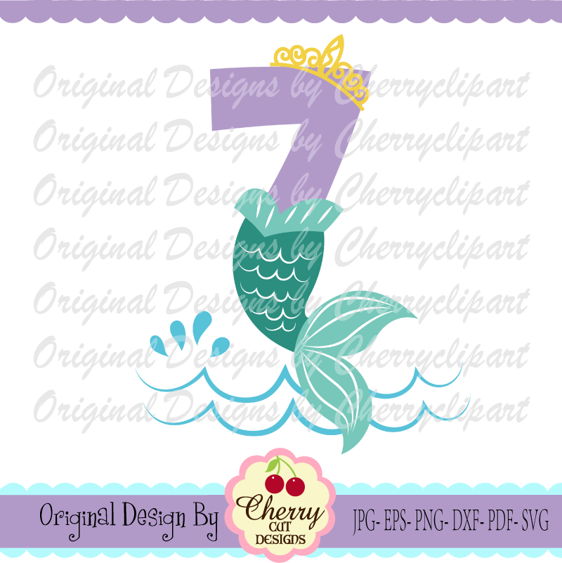 Download Mermaid tail number 7 svg design