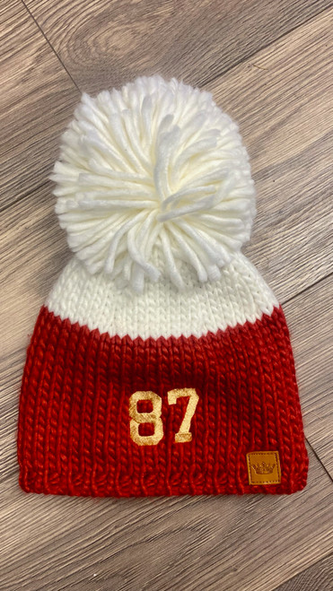 87 Gold Stocking Cap Red/White