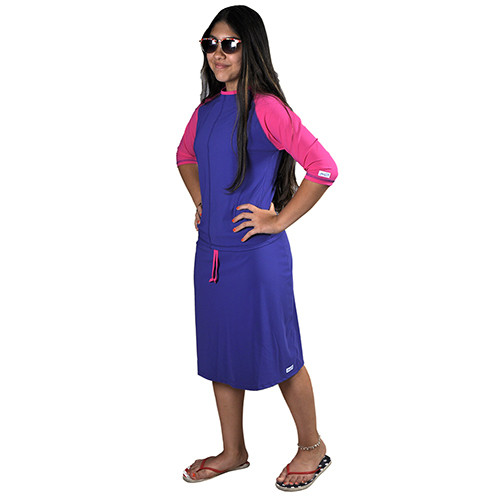 Girls UV Swimwear Set - Top and Skirt with Attached Pants