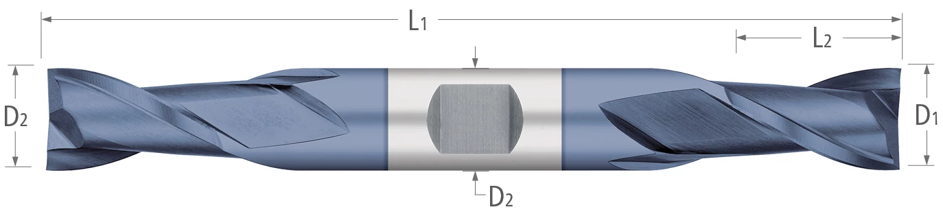 Atlas HSS 2 Flute End Mill Double End