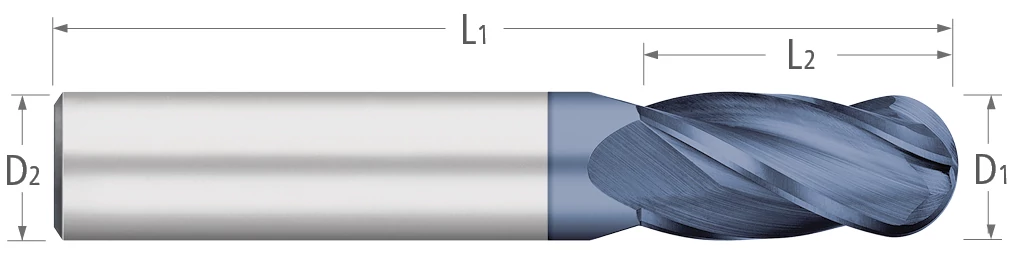 Atlas Solid Carbide 4 Flute Ball Mill Metric