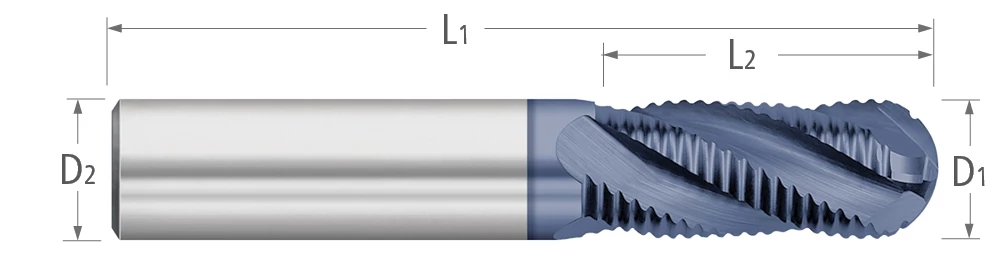 Atlas Cobalt 4 Flute Ball Mill - Rougher - Fine Pitch