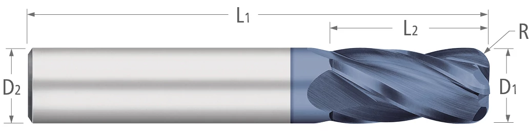 Atlas Solid Carbide 4 Flute End Mill Corner Radius