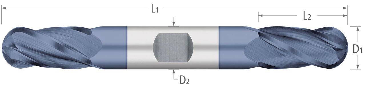 Atlas HSS 2 Flute Ball Mill Double End