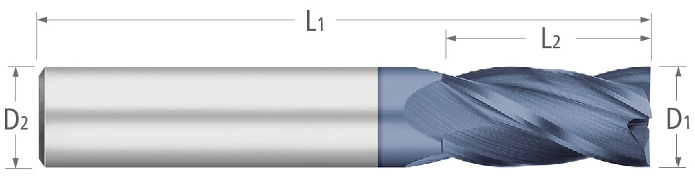 Atlas HSS 4 Flute End Mill Center Cutting