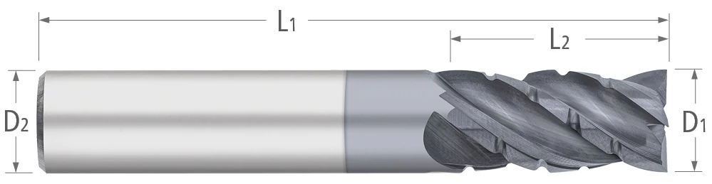 Atlas Solid Carbide 4 Flute End Mill Variable Index - Chipbreaker